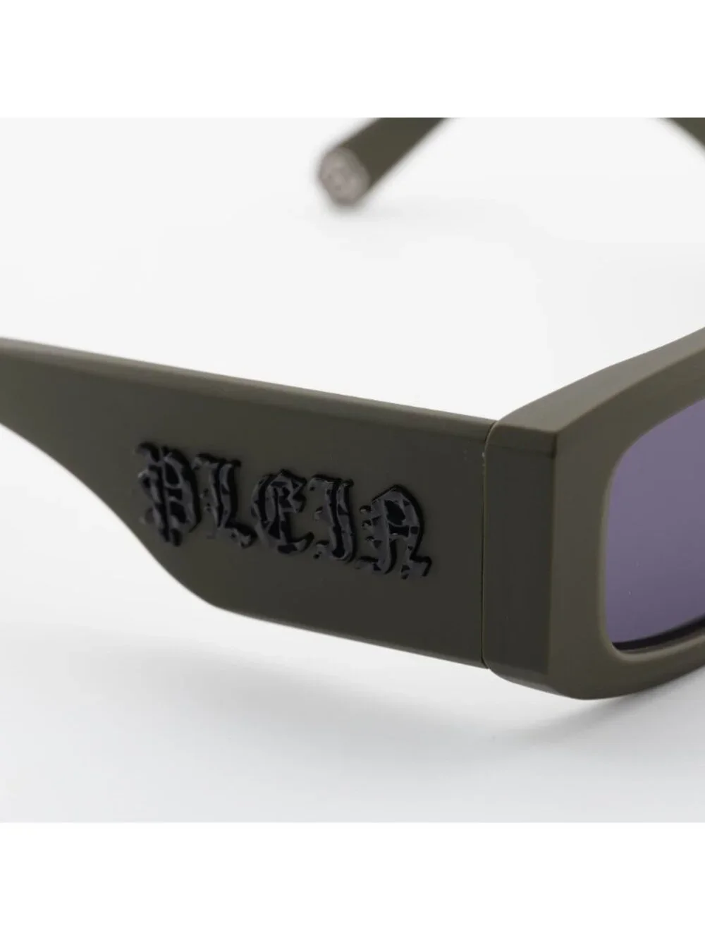 Philipp Plein SPP149 0C02 Unisex Sunglasses Green Rectangle Frame, Blue Lenses